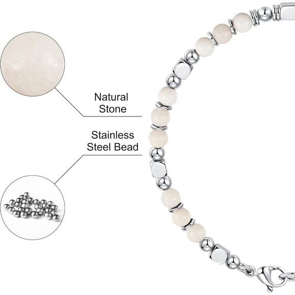 Silver & White Boho Beaded Bracelets for Women Trendy Jewelry Gifts for Lover - Picture 5 of 7